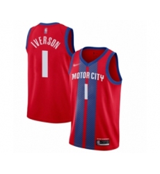 Youth Detroit Pistons #1 Allen Iverson Swingman Red Basketball Jersey - 2019 20 City Edition