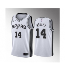 Men' San Antonio Spurs #14 Blake Wesley White Association Edition Stitched Jersey