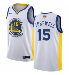 Men's Nike Golden State Warriors #15 Latrell Sprewell Swingman White Home 2018 NBA Finals Bound NBA Jersey - Association Edition