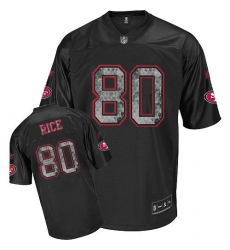 Reebok San Francisco 49ers #80 Jerry Rice Authentic Sideline Black United Throwback NFL Jersey