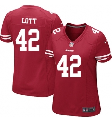 Women's Nike San Francisco 49ers #42 Ronnie Lott Game Red Team Color NFL Jersey