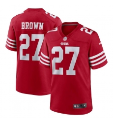 Men's San Francisco 49ers #27 Ji'Ayir Brown Red Game Football Stitched Jersey