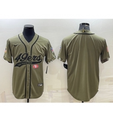 Men's San Francisco 49ers Blank Olive Salute to Service Cool Base Stitched Baseball Jersey