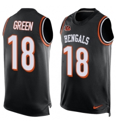 Men's Nike Cincinnati Bengals #18 A.J. Green Limited Black Player Name & Number Tank Top NFL Jersey