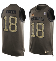 Men's Nike Cincinnati Bengals #18 A.J. Green Limited Green Salute to Service Tank Top NFL Jersey