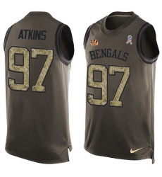 Men's Nike Cincinnati Bengals #97 Geno Atkins Limited Green Salute to Service Tank Top NFL Jersey