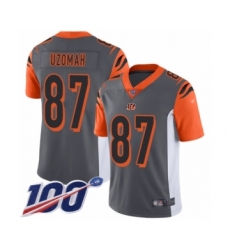 Youth Cincinnati Bengals #87 C.J. Uzomah Limited Silver Inverted Legend 100th Season Football Jersey