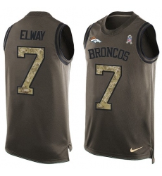 Men's Nike Denver Broncos #7 John Elway Limited Green Salute to Service Tank Top NFL Jersey