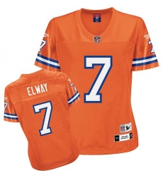 Reebok Denver Broncos #7 John Elway Orange Women's Throwback Team Color Premier EQT NFL Jersey