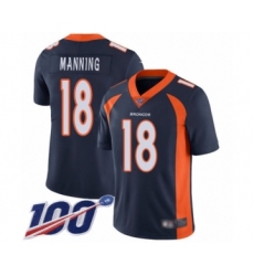 Men's Denver Broncos #18 Peyton Manning Navy Blue Alternate Vapor Untouchable Limited Player 100th Season Football Jersey