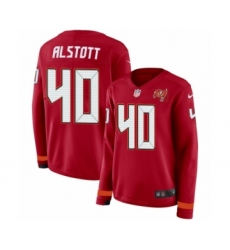 Women's Nike Tampa Bay Buccaneers #40 Mike Alstott Limited Red Therma Long Sleeve NFL Jersey