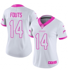 Women's Nike Los Angeles Chargers #14 Dan Fouts Limited White/Pink Rush Fashion NFL Jersey