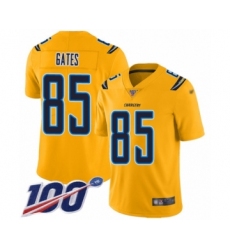 Men's Los Angeles Chargers #85 Antonio Gates Limited Gold Inverted Legend 100th Season Football Jersey