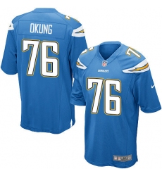 Men's Nike Los Angeles Chargers #76 Russell Okung Game Electric Blue Alternate NFL Jersey