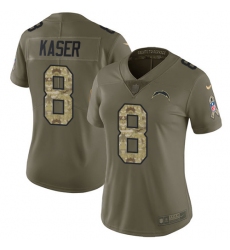 Women's Nike Los Angeles Chargers #8 Drew Kaser Limited Olive/Camo 2017 Salute to Service NFL Jersey