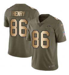 Men's Nike Los Angeles Chargers #86 Hunter Henry Limited Olive/Gold 2017 Salute to Service NFL Jersey