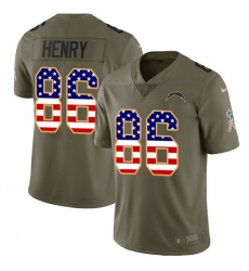Men's Nike Los Angeles Chargers #86 Hunter Henry Limited Olive/USA Flag 2017 Salute to Service NFL Jersey