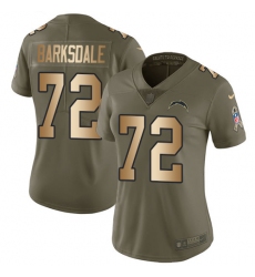 Women's Nike Los Angeles Chargers #72 Joe Barksdale Limited Olive/Gold 2017 Salute to Service NFL Jersey