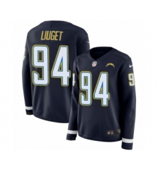 Women's Nike Los Angeles Chargers #94 Corey Liuget Limited Navy Blue Therma Long Sleeve NFL Jersey