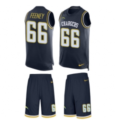 Men's Nike Los Angeles Chargers #66 Dan Feeney Limited Navy Blue Tank Top Suit NFL Jersey