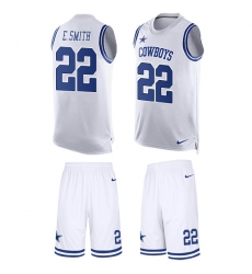 Men's Nike Dallas Cowboys #22 Emmitt Smith Limited White Tank Top Suit NFL Jersey