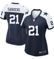 Women's Nike Dallas Cowboys #21 Deion Sanders Game Navy Blue Throwback Alternate NFL Jersey