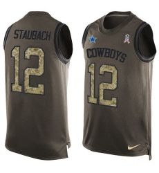 Men's Nike Dallas Cowboys #12 Roger Staubach Limited Green Salute to Service Tank Top NFL Jersey