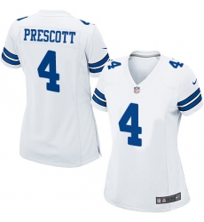 Women's Nike Dallas Cowboys #4 Dak Prescott Game White NFL Jersey