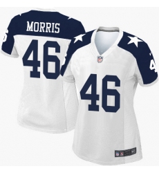 Women's Nike Dallas Cowboys #46 Alfred Morris Game White Throwback Alternate NFL Jersey