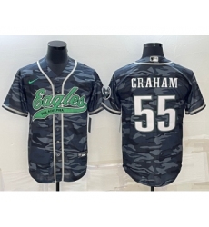 Men's Philadelphia Eagles #55 Brandon Graham Gray Camo With Cool Base Stitched Baseball Jersey