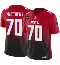 Men's Atlanta Falcons #70 Jake Matthews Red Black 2025 F.U.S.E With 4-Star C Vapor Untouchable Limited Football Stitched Jersey