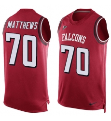 Men's Nike Atlanta Falcons #70 Jake Matthews Limited Red Player Name & Number Tank Top NFL Jersey