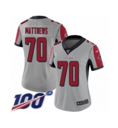 Women's Atlanta Falcons #70 Jake Matthews Limited Silver Inverted Legend 100th Season Football Jersey