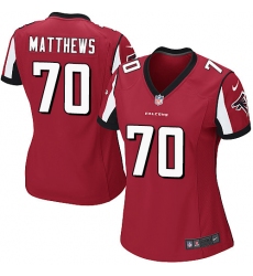Women's Nike Atlanta Falcons #70 Jake Matthews Game Red Team Color NFL Jersey