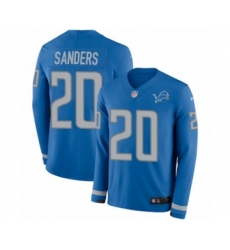Youth Nike Detroit Lions #20 Barry Sanders Limited Blue Therma Long Sleeve NFL Jersey