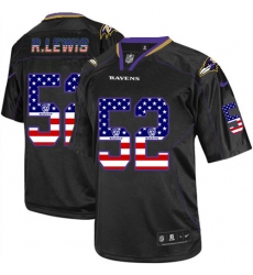 Men's Nike Baltimore Ravens #52 Ray Lewis Elite Black USA Flag Fashion NFL Jersey