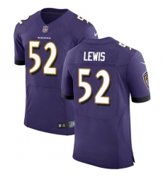 Men's Nike Baltimore Ravens #52 Ray Lewis Elite Purple Team Color NFL Jersey