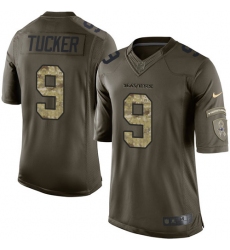 Men's Nike Baltimore Ravens #9 Justin Tucker Elite Green Salute to Service NFL Jersey Men's Nike Baltimore Ravens #9 Justin Tucker Elite Green Salute to Service NFL Jersey