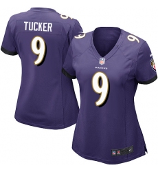 Women's Nike Baltimore Ravens #9 Justin Tucker Game Purple Team Color NFL Jersey