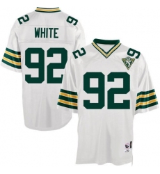Mitchell and Ness Green Bay Packers #92 Reggie White Authentic White Throwback NFL Jersey