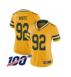Women's Green Bay Packers #92 Reggie White Limited Gold Rush Vapor Untouchable 100th Season Football Jersey
