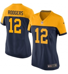 Women's Nike Green Bay Packers #12 Aaron Rodgers Game Navy Blue Alternate NFL Jersey