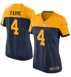 Women's Nike Green Bay Packers #4 Brett Favre Elite Navy Blue Alternate NFL Jersey