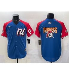 Men's National League Pittsburgh Pirates Team Big Logo Blue Red Alternate 2025 All-Star Edition Limited Stitched Baseball Jersey