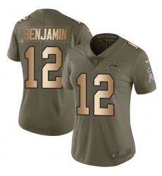 Women's Nike Los Angeles Chargers #12 Travis Benjamin Limited Olive/Gold 2017 Salute to Service NFL Jersey