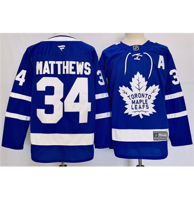 Men's Toronto Maple Leafs #34 Auston Matthews Blue 2024-25 Stitched Jersey