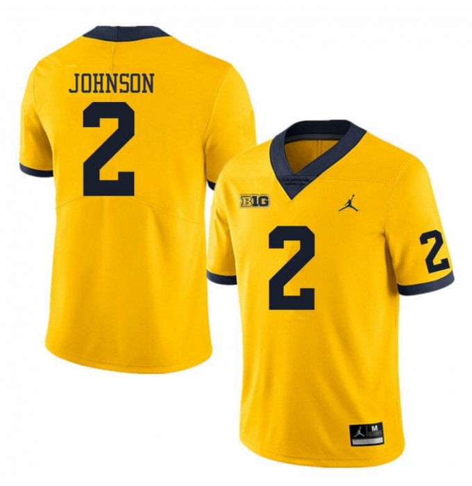 Men's Michigan Wolverines #2 Will Johnson Yellow Stitched Jersey