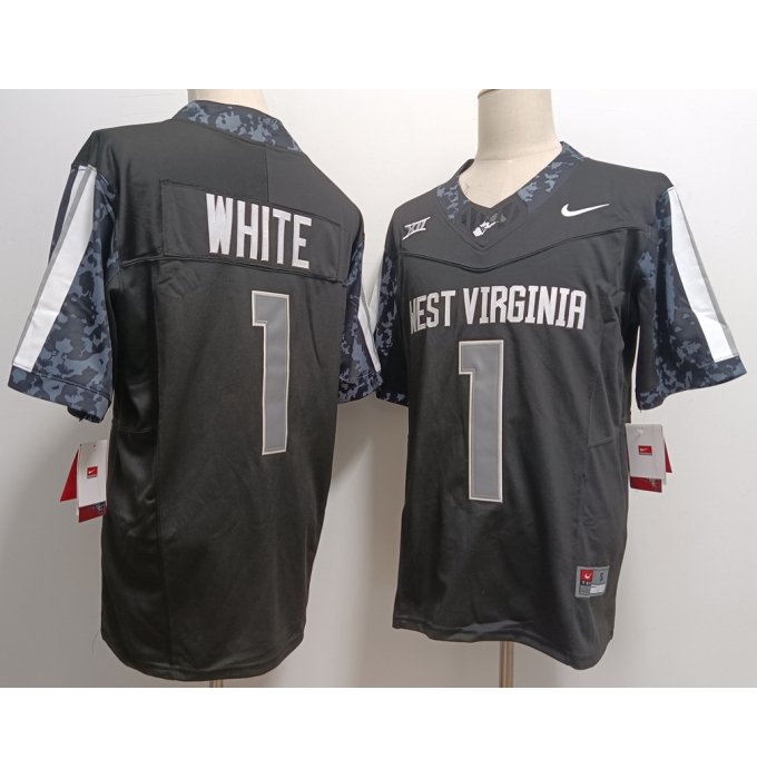 Men's West Virginia Mountaineers #1 Jahiem White Black FUSE College Stitched Jersey