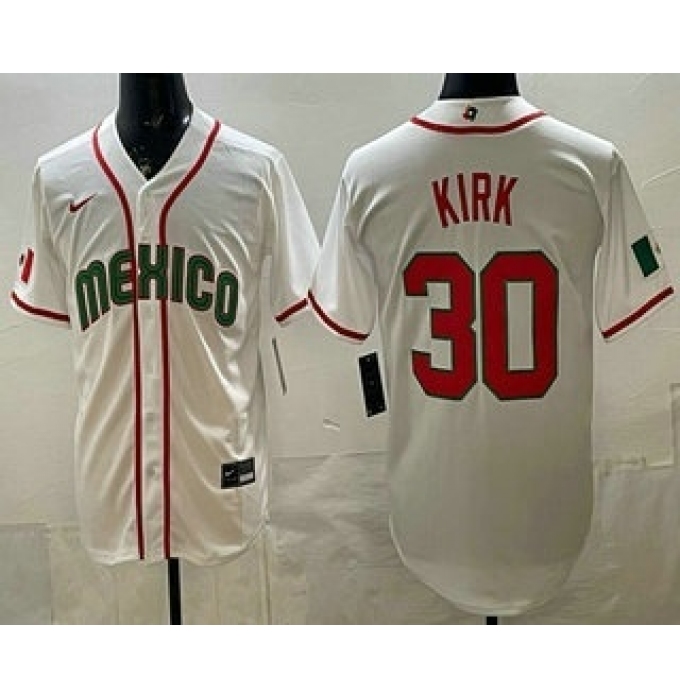 Men's Mexico #30 Alejandro Kirk White 2026 World Baseball Classic Cool Base Jersey