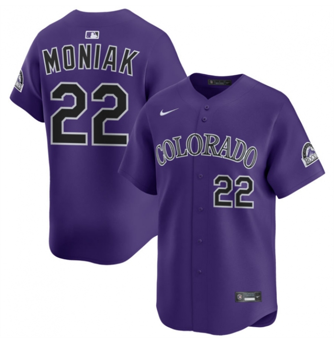 Men's Colorado Rockies #22 Mickey Moniak Purple Limited Stitched Baseball Jersey